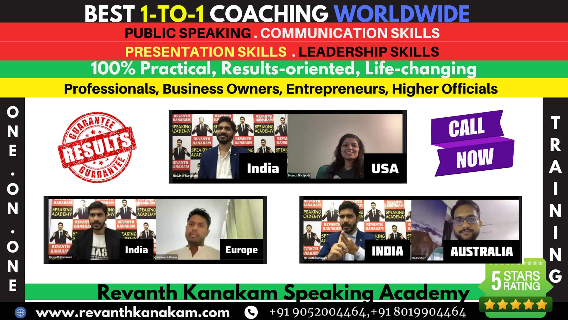 best 1 on 1 coaching public speaking in India, Revanth Kanakam,top communication skills one-to-one coaching USA trainer coach