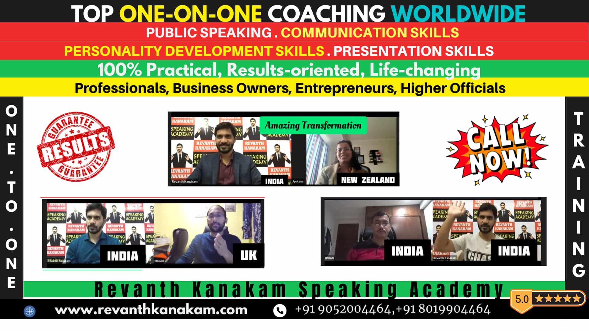 best 1:1 coaching public speaking in India, Revanth Kanakam,top communication skills one-to-one coaching USA trainer coach